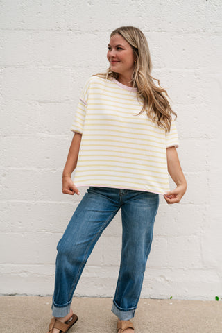 Daydreamer Contrast Stripe Tee - Yellow
