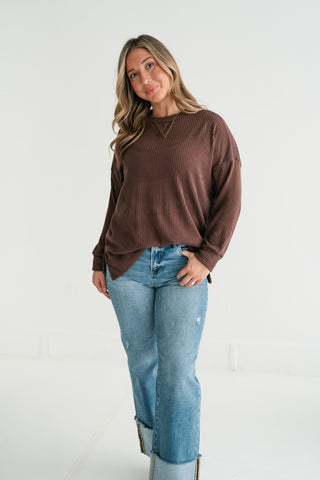 Trail Ride Ribbed Knit Long Sleeve Top