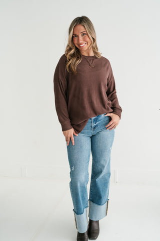 Trail Ride Ribbed Knit Long Sleeve Top