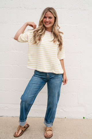 Daydreamer Contrast Stripe Tee - Yellow