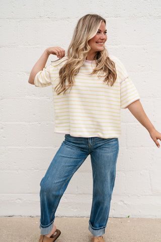 Daydreamer Contrast Stripe Tee - Yellow