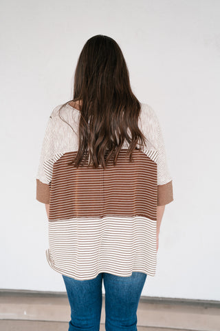 Mocha Remix Patchwork Short Sleeve Top