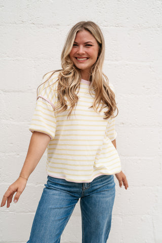 Daydreamer Contrast Stripe Tee - Yellow
