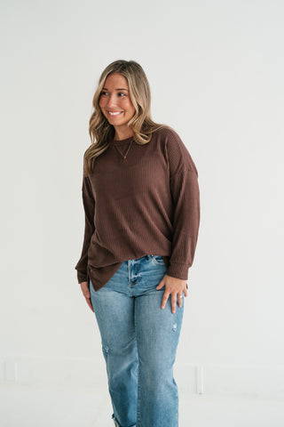 Trail Ride Ribbed Knit Long Sleeve Top