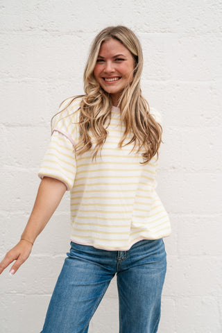 Daydreamer Contrast Stripe Tee - Yellow