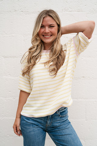 Daydreamer Contrast Stripe Tee - Yellow