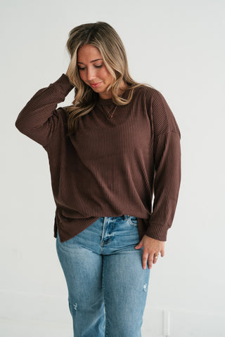 Trail Ride Ribbed Knit Long Sleeve Top