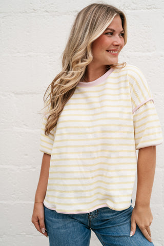 Daydreamer Contrast Stripe Tee - Yellow
