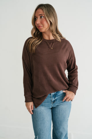 Trail Ride Ribbed Knit Long Sleeve Top