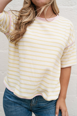 Daydreamer Contrast Stripe Tee - Yellow