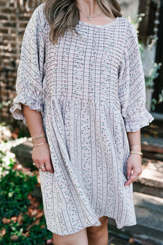 Timeless Dream Textured Mini Dress - Dusty Lilac