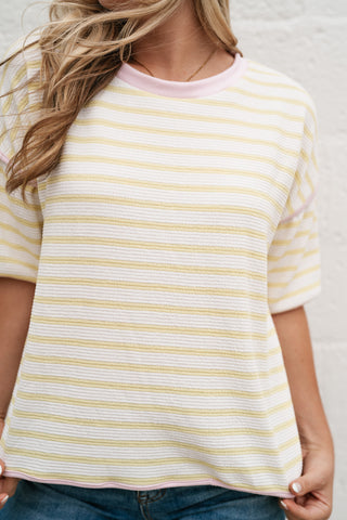 Daydreamer Contrast Stripe Tee - Yellow