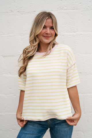 Daydreamer Contrast Stripe Tee - Yellow