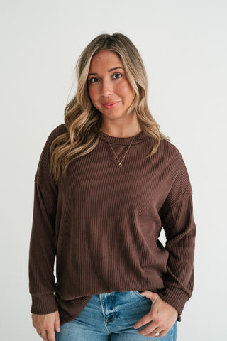 Trail Ride Ribbed Knit Long Sleeve Top