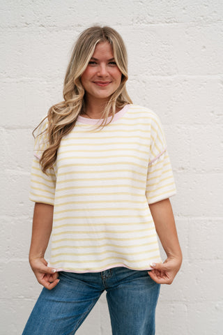 Daydreamer Contrast Stripe Tee - Yellow