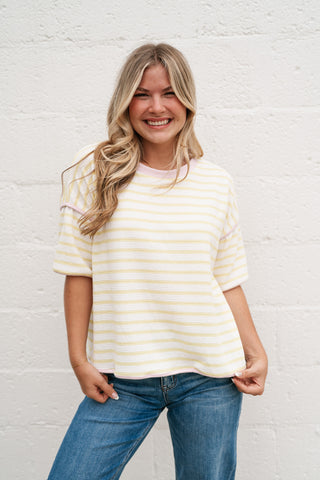 Daydreamer Contrast Stripe Tee - Yellow