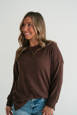 Trail Ride Ribbed Knit Long Sleeve Top