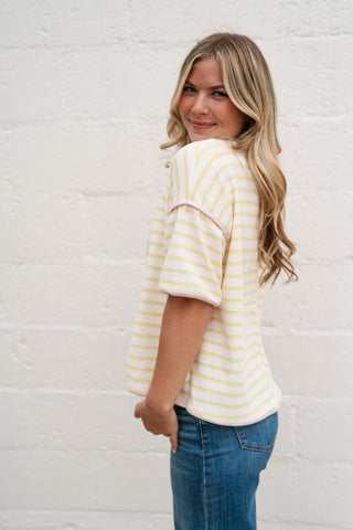 Daydreamer Contrast Stripe Tee - Yellow