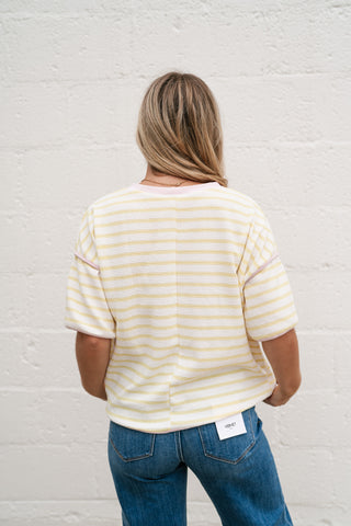 Daydreamer Contrast Stripe Tee - Yellow