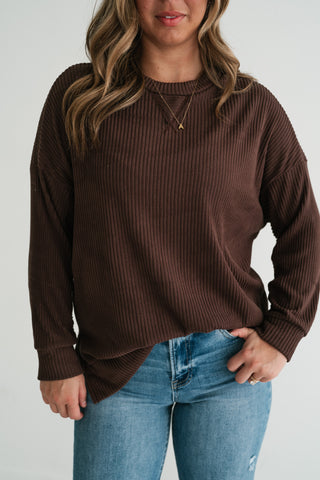 Trail Ride Ribbed Knit Long Sleeve Top