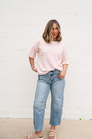 Daydreamer Contrast Stripe Tee - Pink