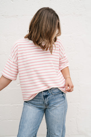 Daydreamer Contrast Stripe Tee - Pink