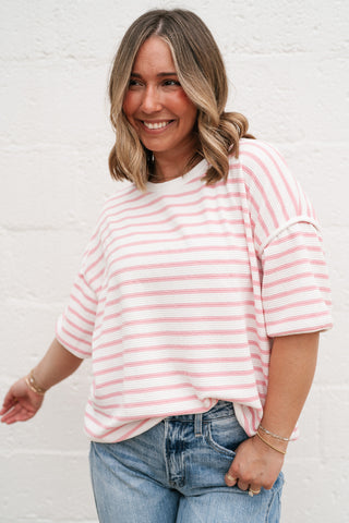 Daydreamer Contrast Stripe Tee - Pink