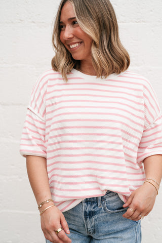 Daydreamer Contrast Stripe Tee - Pink