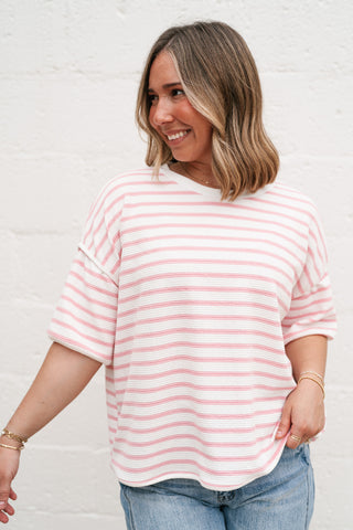Daydreamer Contrast Stripe Tee - Pink