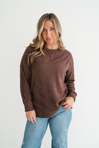 Trail Ride Ribbed Knit Long Sleeve Top