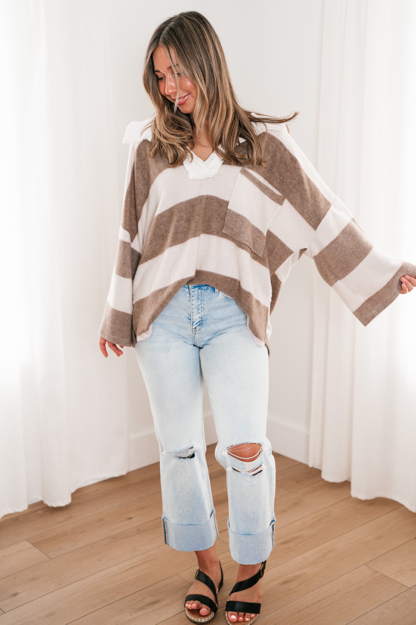 Hazel Striped Collared Top