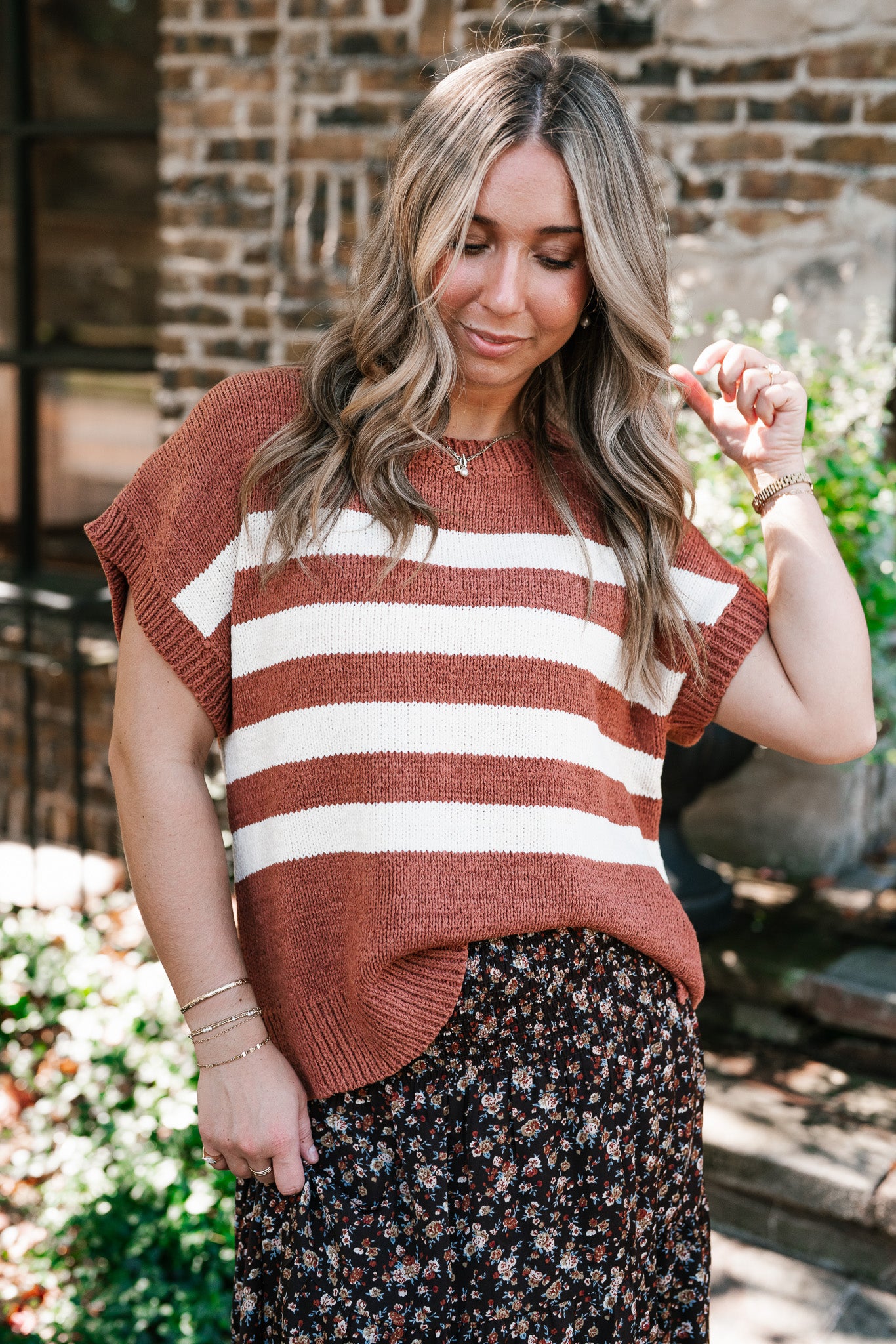 Brickstone Striped Sweater Top