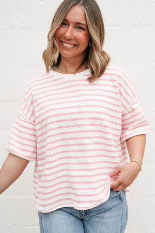 Daydreamer Contrast Stripe Tee - Pink