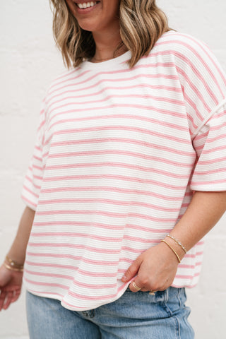 Daydreamer Contrast Stripe Tee - Pink