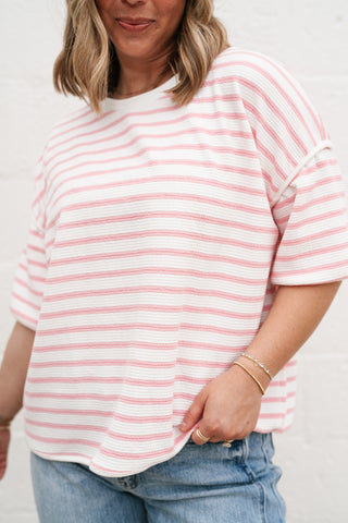 Daydreamer Contrast Stripe Tee - Pink