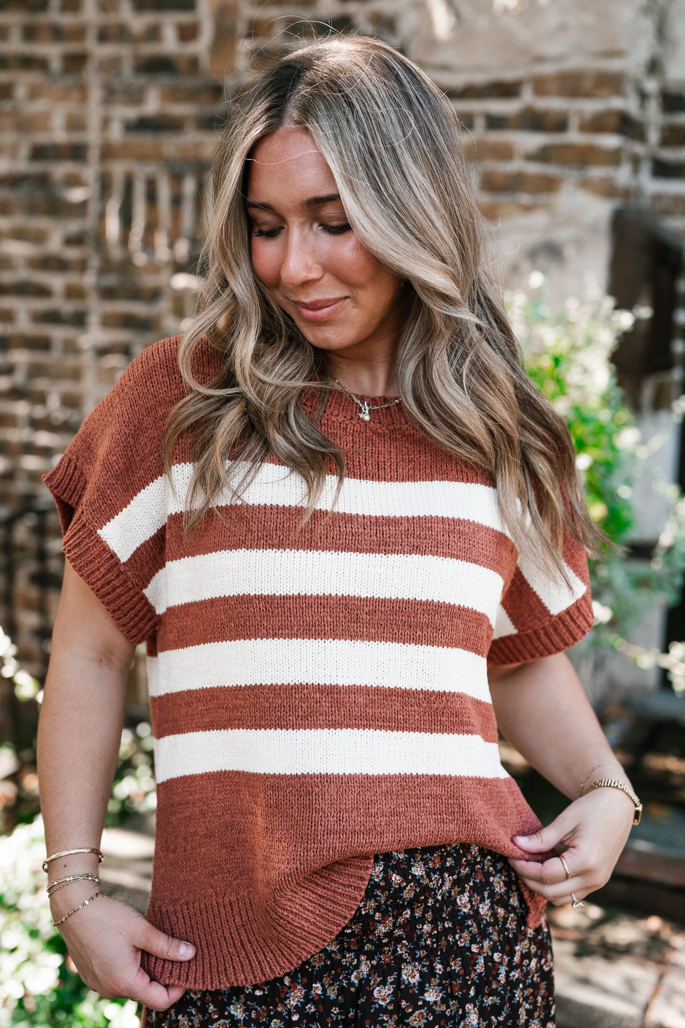 Brickstone Striped Sweater Top