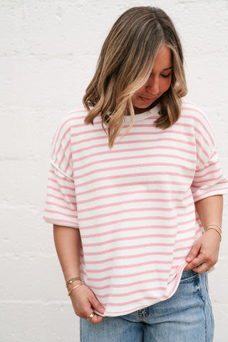 Daydreamer Contrast Stripe Tee - Pink