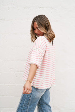 Daydreamer Contrast Stripe Tee - Pink