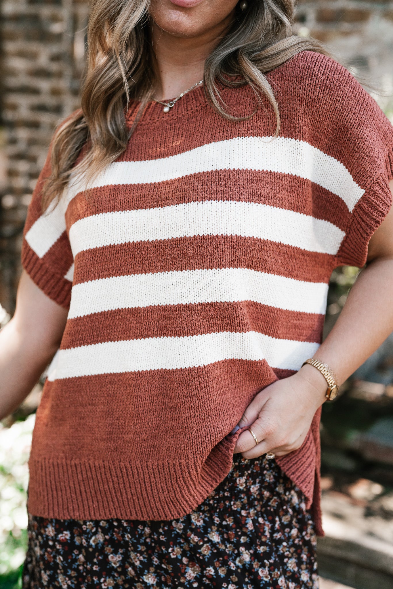 Brickstone Striped Sweater Top