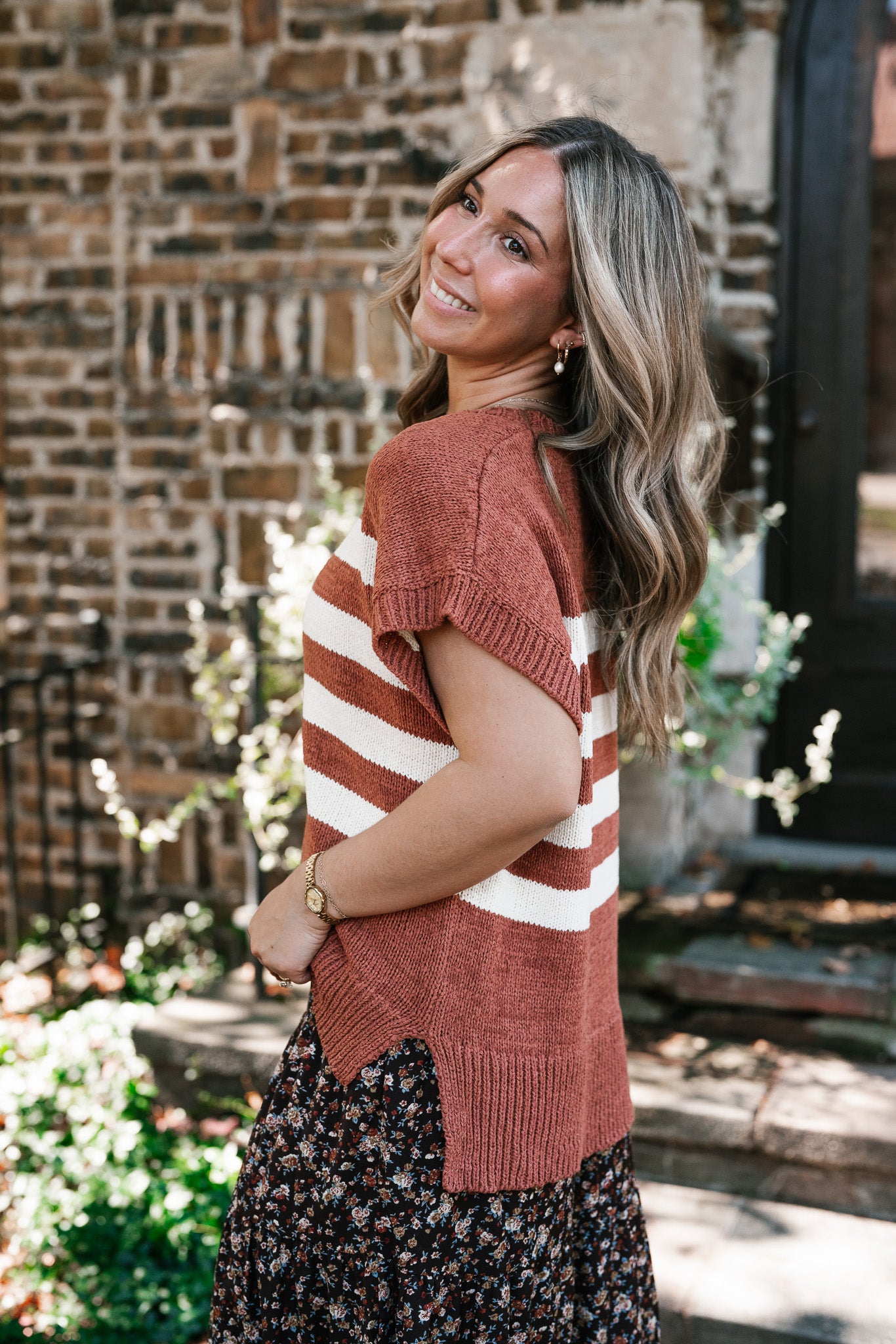 Brickstone Striped Sweater Top