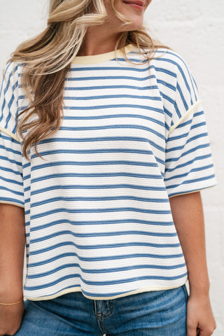 Daydreamer Contrast Stripe Tee - Sky