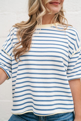 Daydreamer Contrast Stripe Tee - Sky