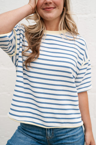 Daydreamer Contrast Stripe Tee - Sky