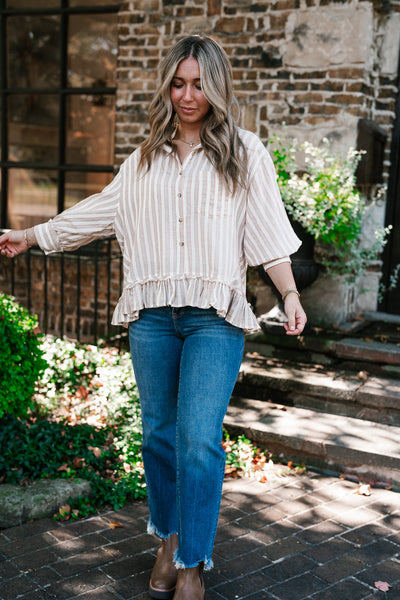 Heritage Stripe Ruffle Blouse