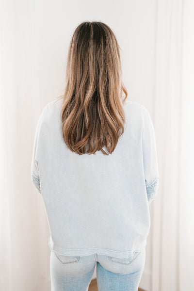 Nina Lace Mineral Wash Top - Blue