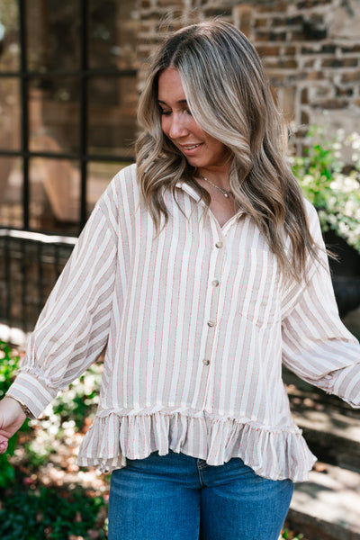 Heritage Stripe Ruffle Blouse
