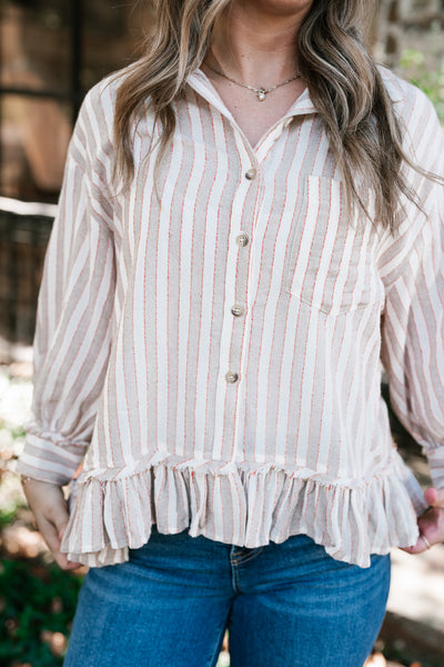 Heritage Stripe Ruffle Blouse