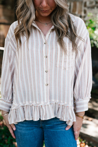 Heritage Stripe Ruffle Blouse