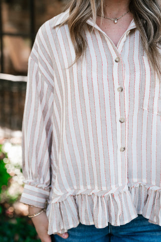 Heritage Stripe Ruffle Blouse