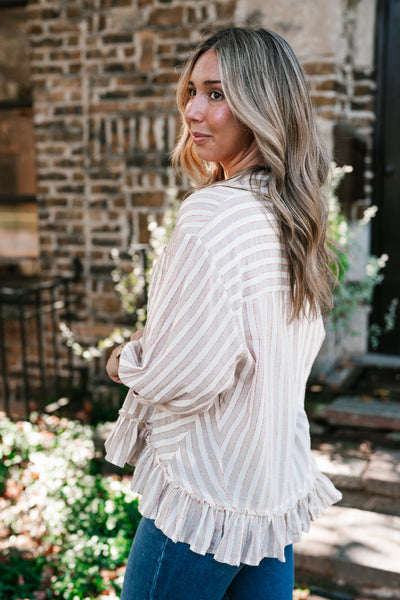 Heritage Stripe Ruffle Blouse